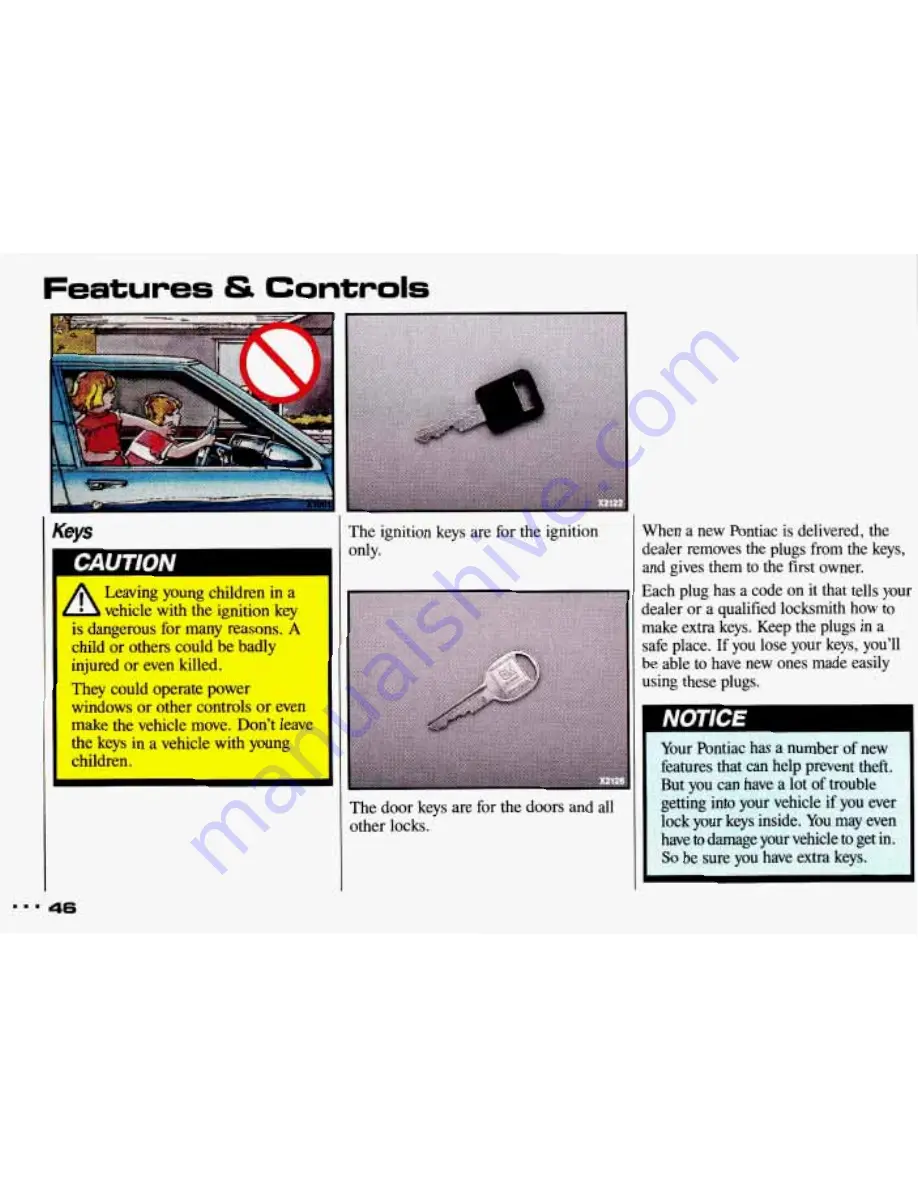 Pontiac 1993 Sunbird Owner'S Manual Download Page 47