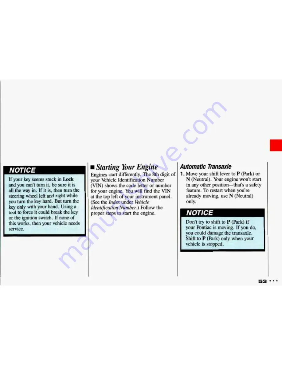 Pontiac 1993 Sunbird Owner'S Manual Download Page 54