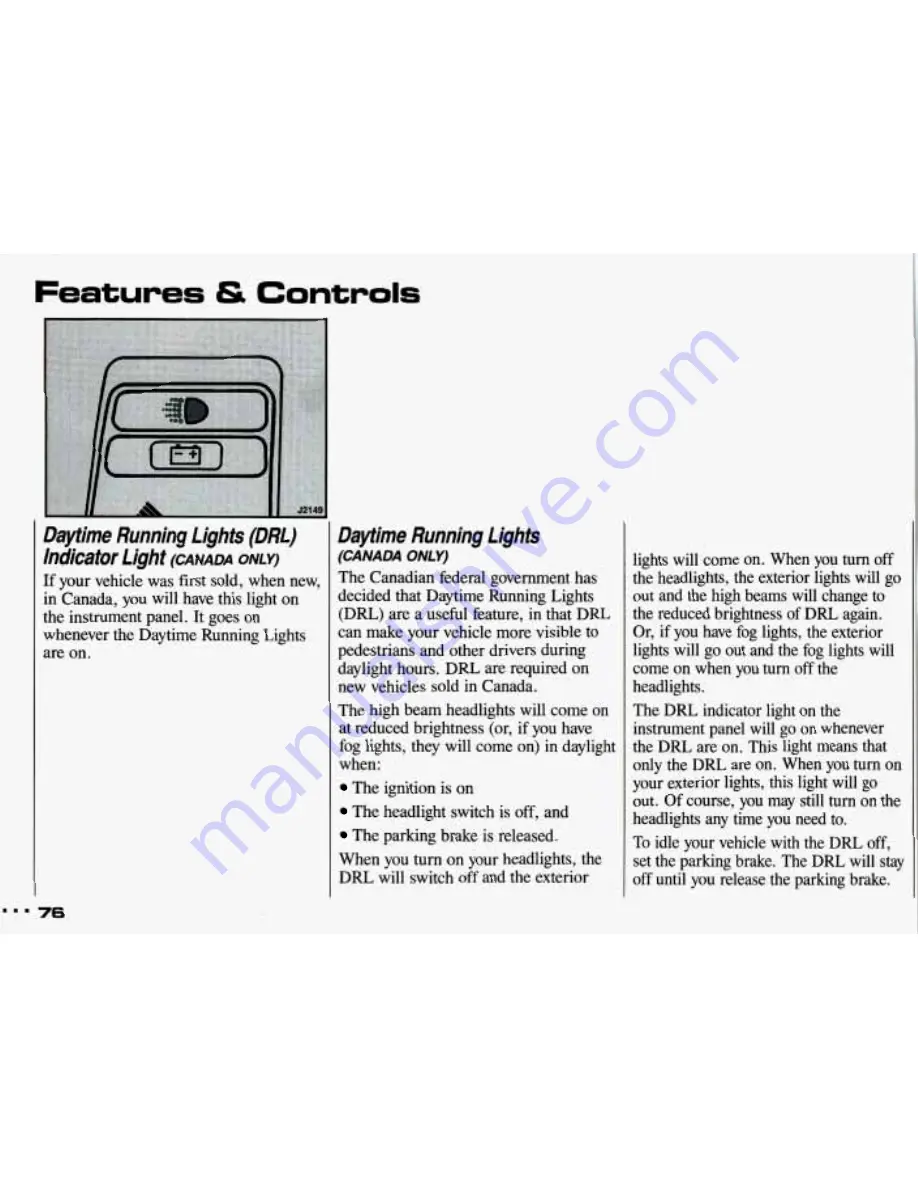 Pontiac 1993 Sunbird Owner'S Manual Download Page 77