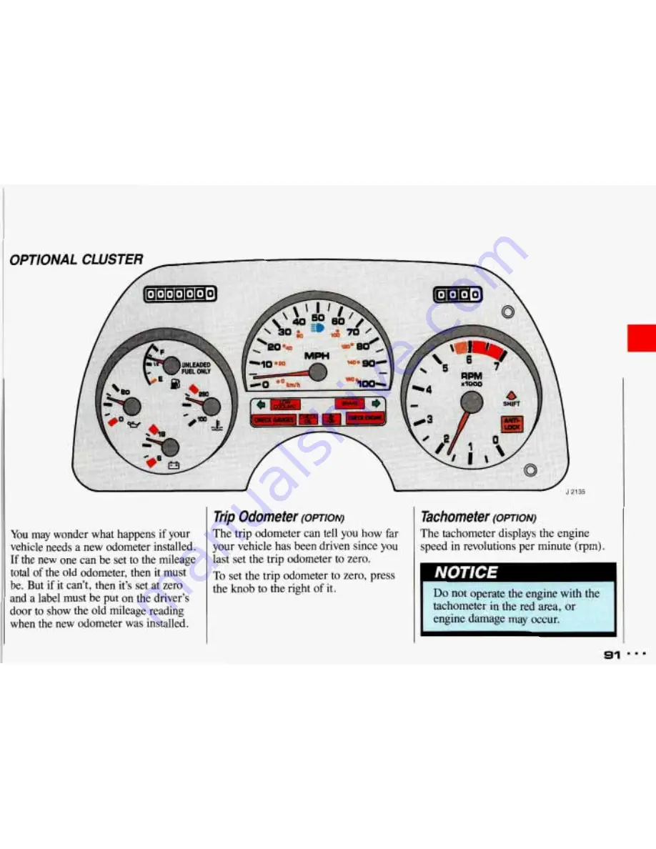 Pontiac 1993 Sunbird Owner'S Manual Download Page 92