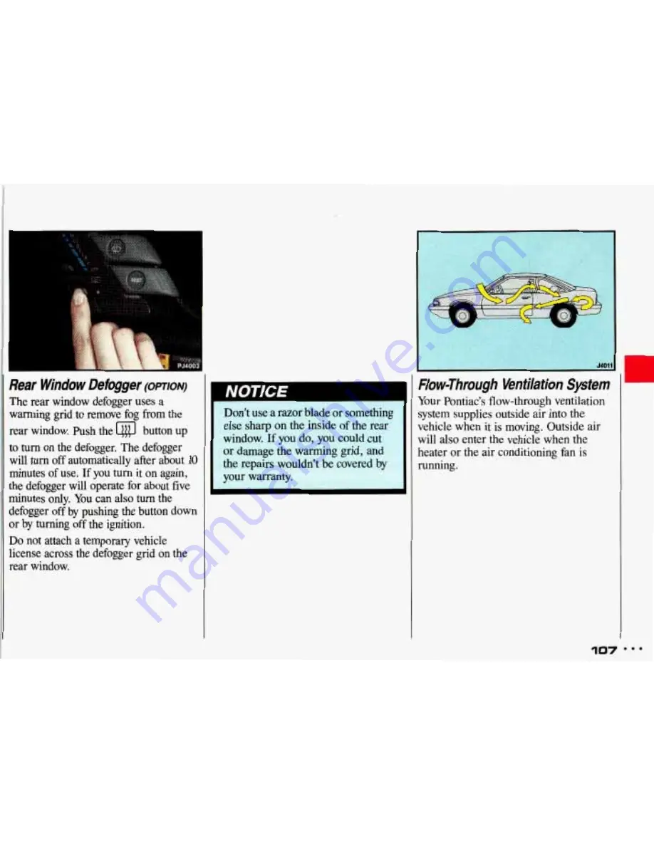 Pontiac 1993 Sunbird Owner'S Manual Download Page 108