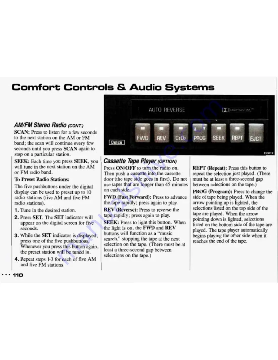 Pontiac 1993 Sunbird Owner'S Manual Download Page 111