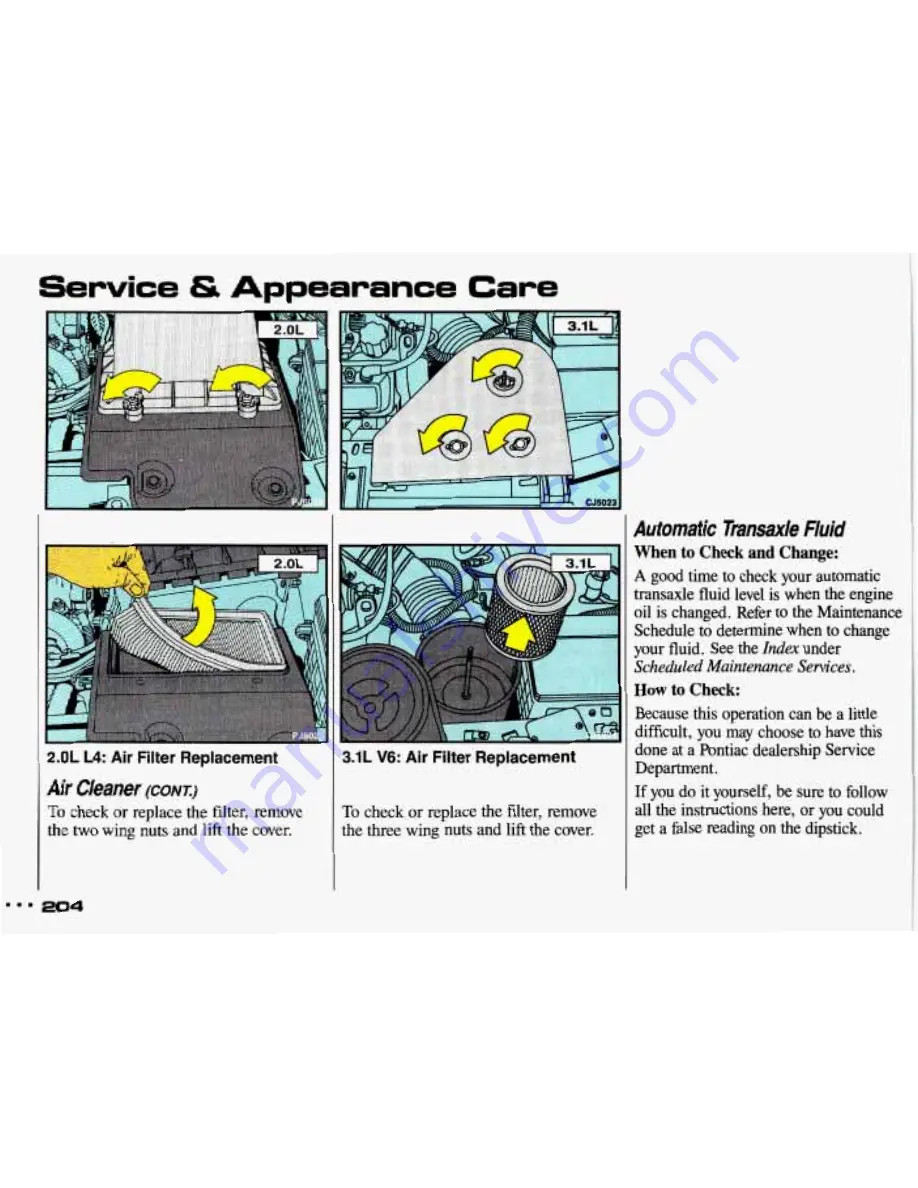 Pontiac 1993 Sunbird Owner'S Manual Download Page 205