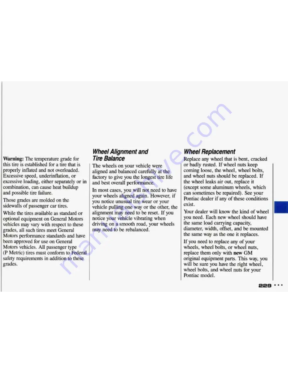 Pontiac 1993 Sunbird Owner'S Manual Download Page 230