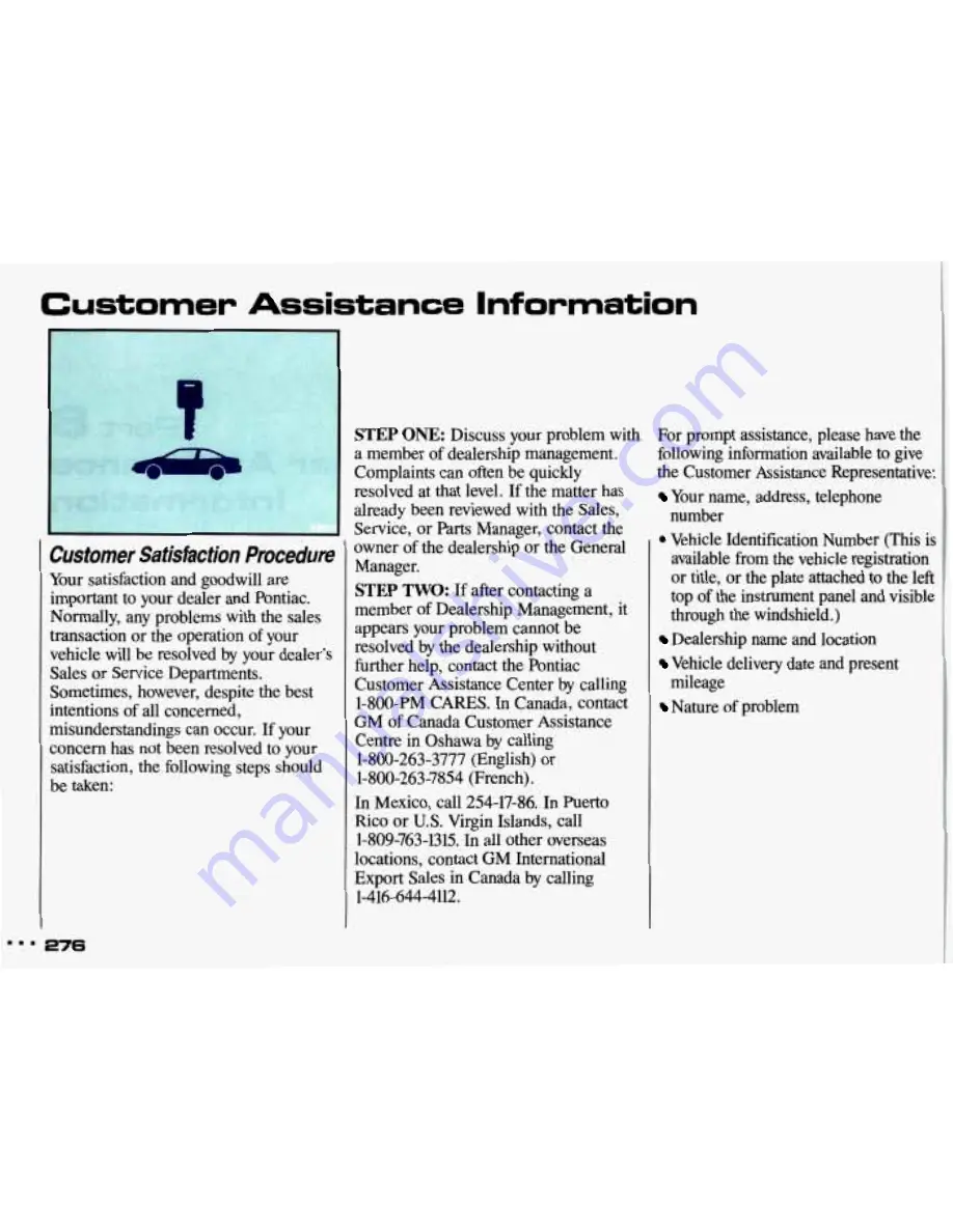 Pontiac 1993 Sunbird Owner'S Manual Download Page 277