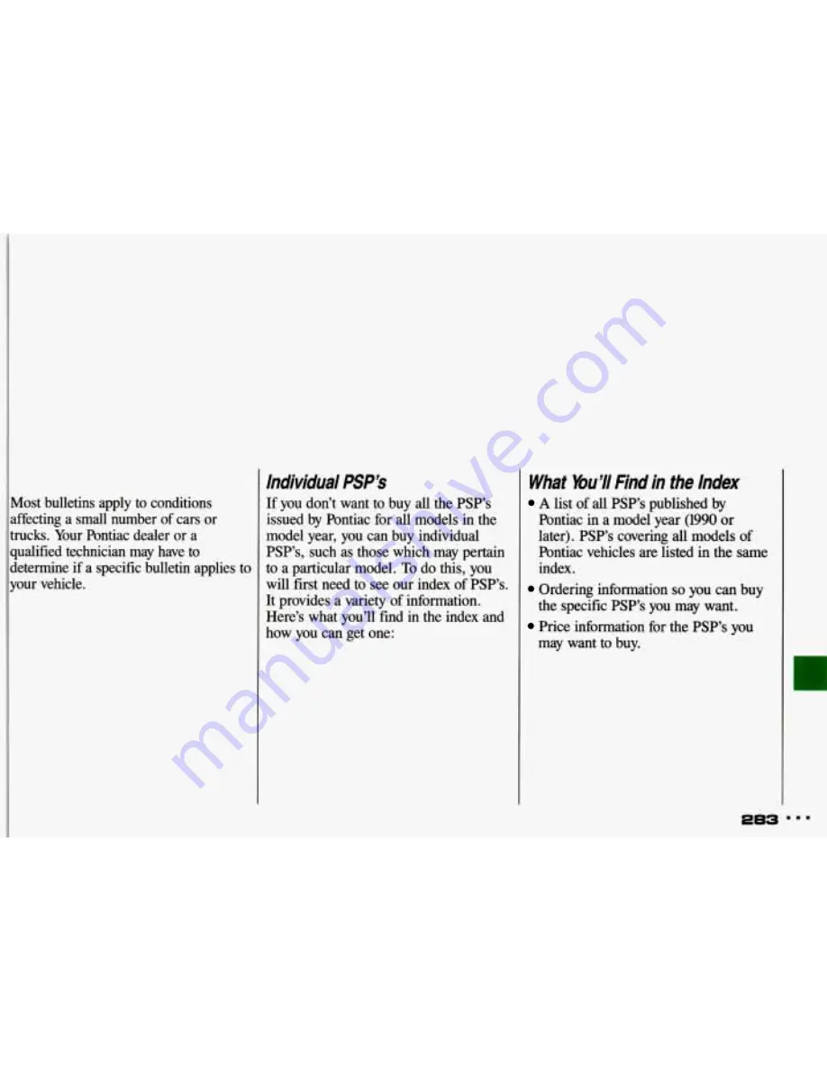 Pontiac 1993 Sunbird Owner'S Manual Download Page 284