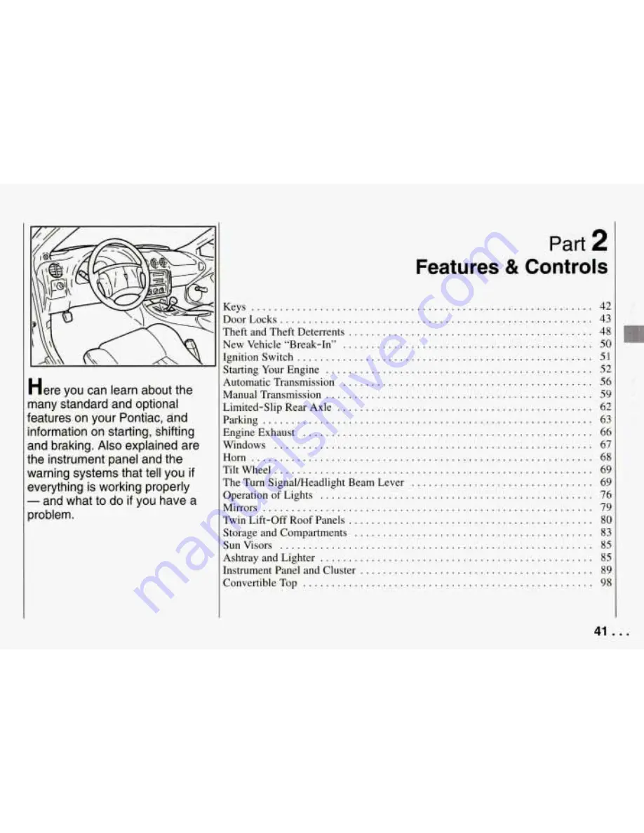 Pontiac 1994 Firebird Owner'S Manual Download Page 42