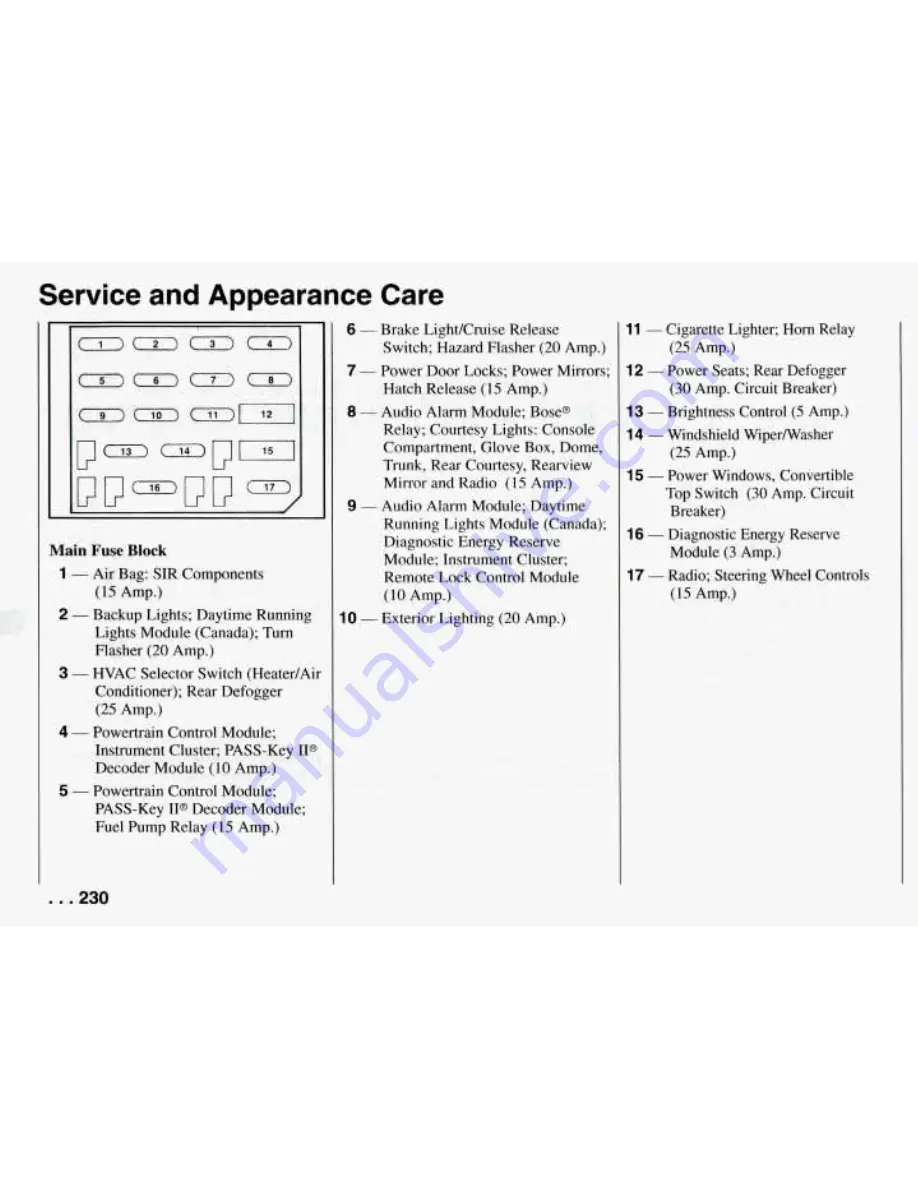 Pontiac 1994 Firebird Owner'S Manual Download Page 231