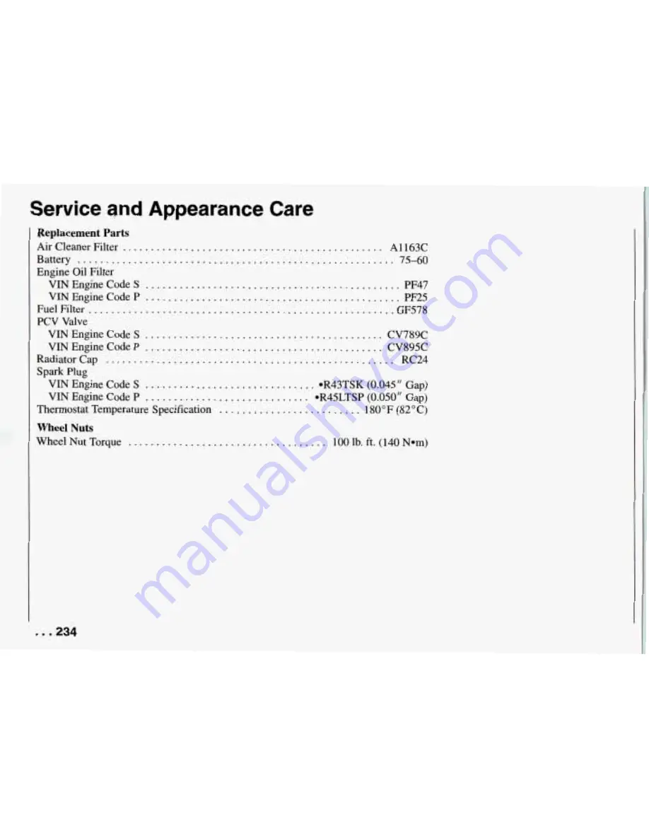 Pontiac 1994 Firebird Owner'S Manual Download Page 235