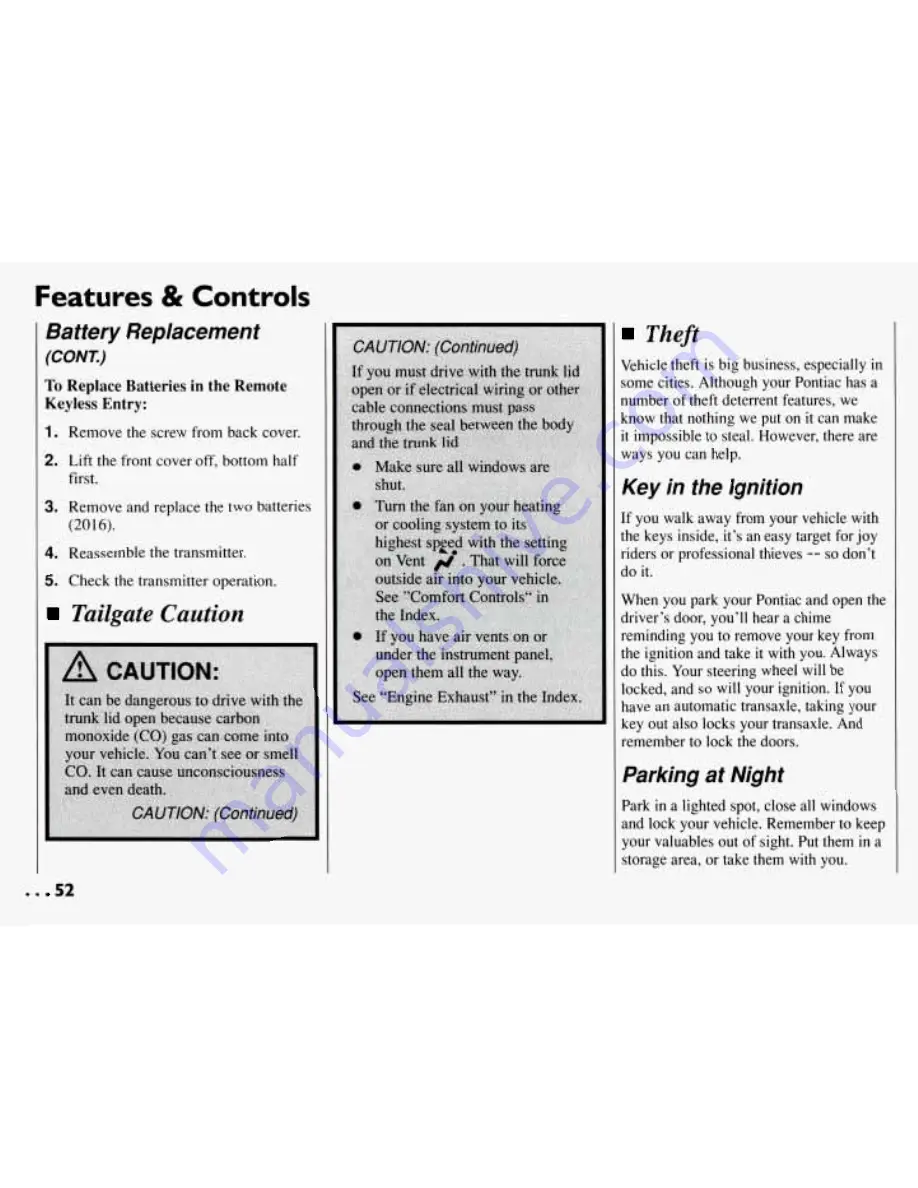 Pontiac 1994 Grand Am Owner'S Manual Download Page 53