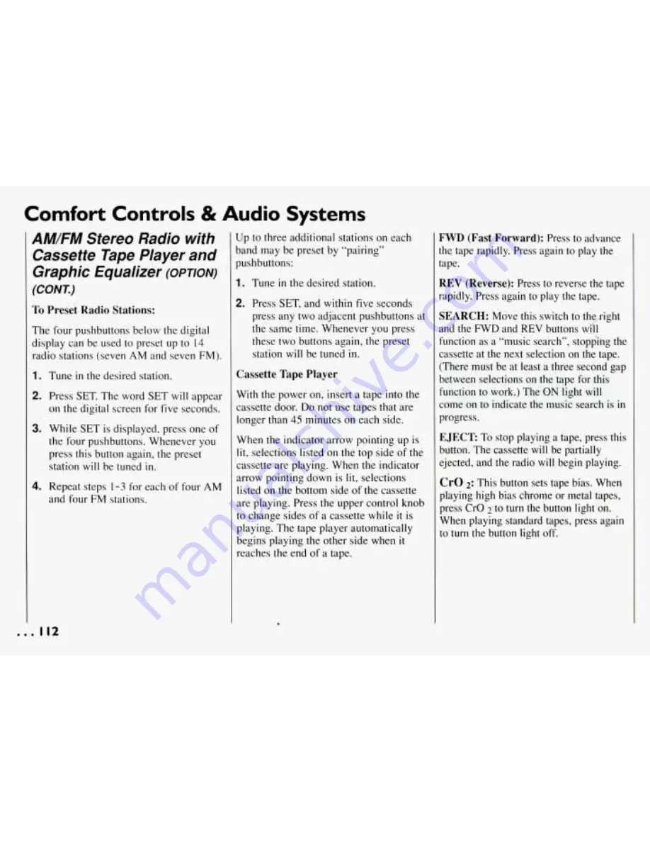 Pontiac 1994 Grand Am Owner'S Manual Download Page 113