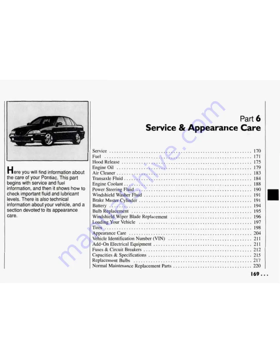 Pontiac 1994 Grand Am Owner'S Manual Download Page 170