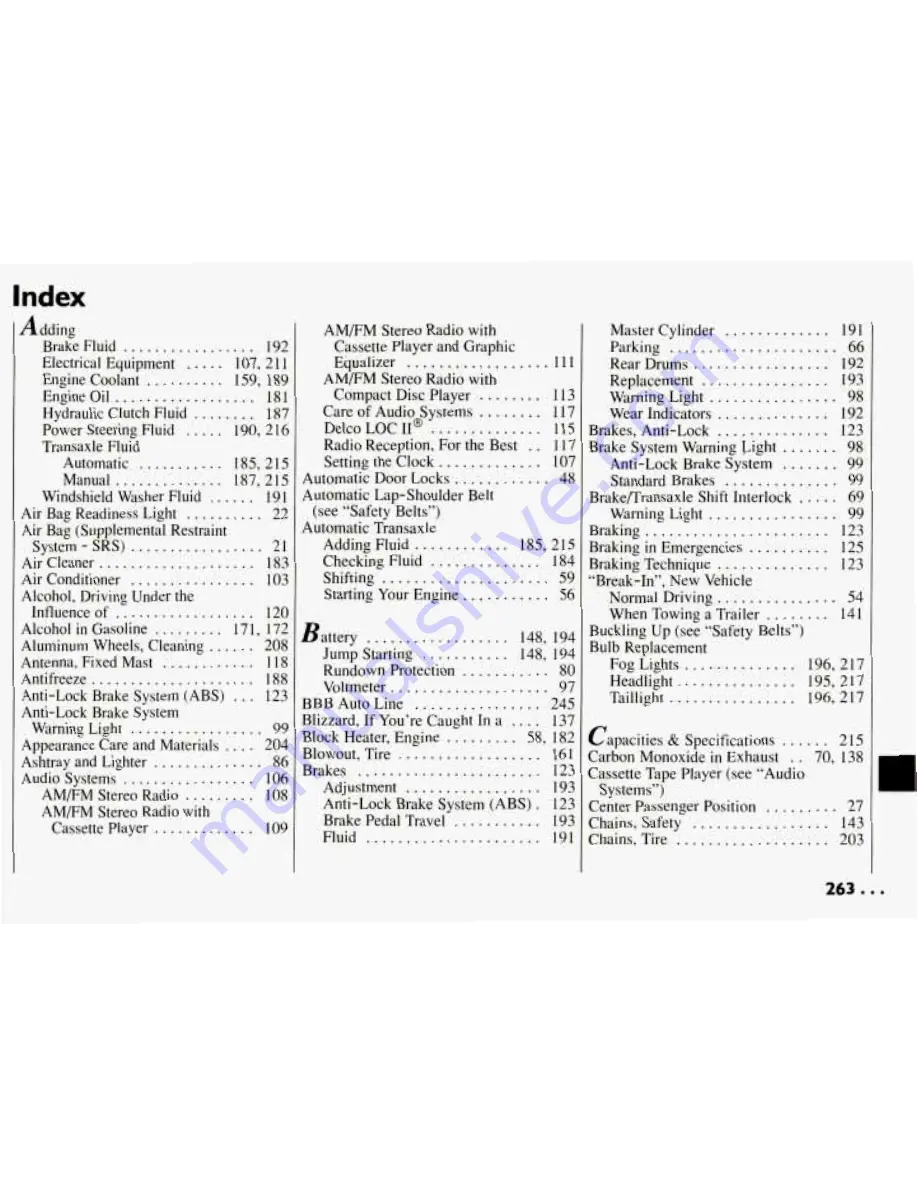 Pontiac 1994 Grand Am Owner'S Manual Download Page 264