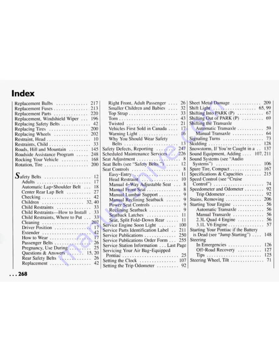 Pontiac 1994 Grand Am Скачать руководство пользователя страница 269