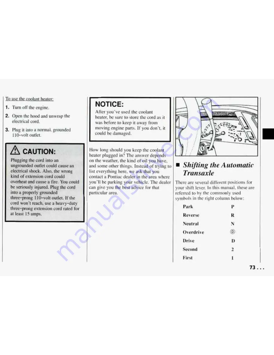 Pontiac 1994 Trans Sport Owner'S Manual Download Page 74