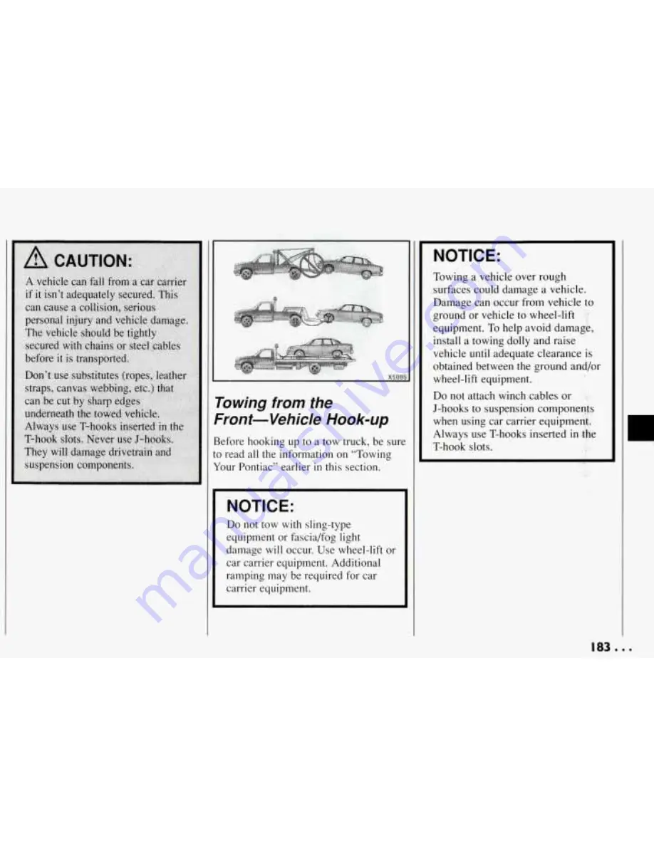 Pontiac 1994 Trans Sport Owner'S Manual Download Page 184