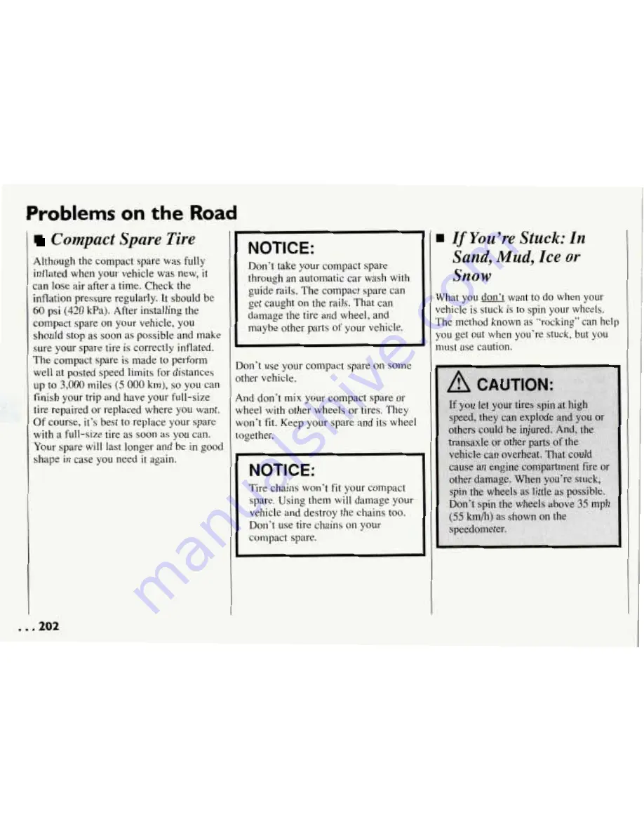 Pontiac 1994 Trans Sport Owner'S Manual Download Page 203