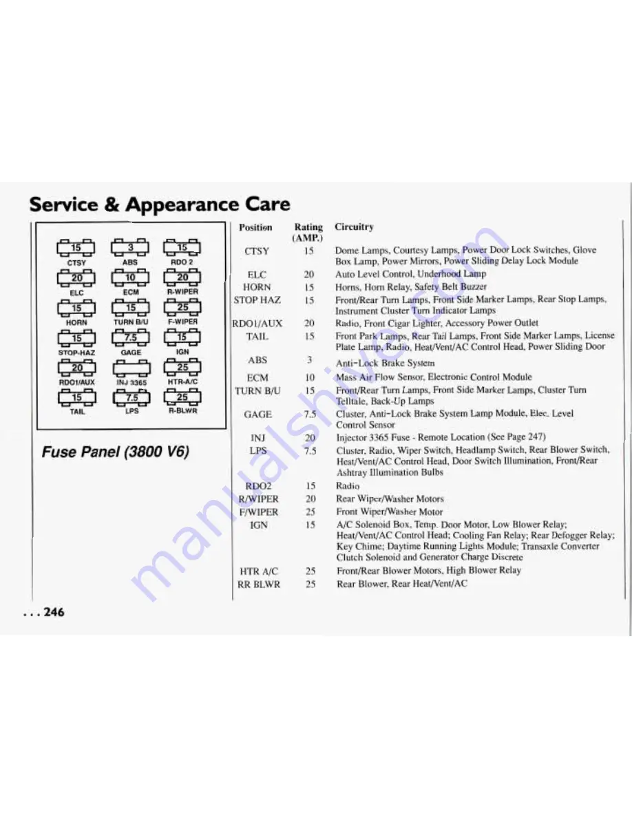 Pontiac 1994 Trans Sport Owner'S Manual Download Page 247