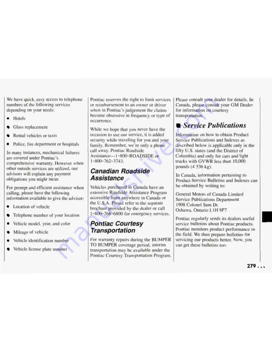Pontiac 1994 Trans Sport Owner'S Manual Download Page 280