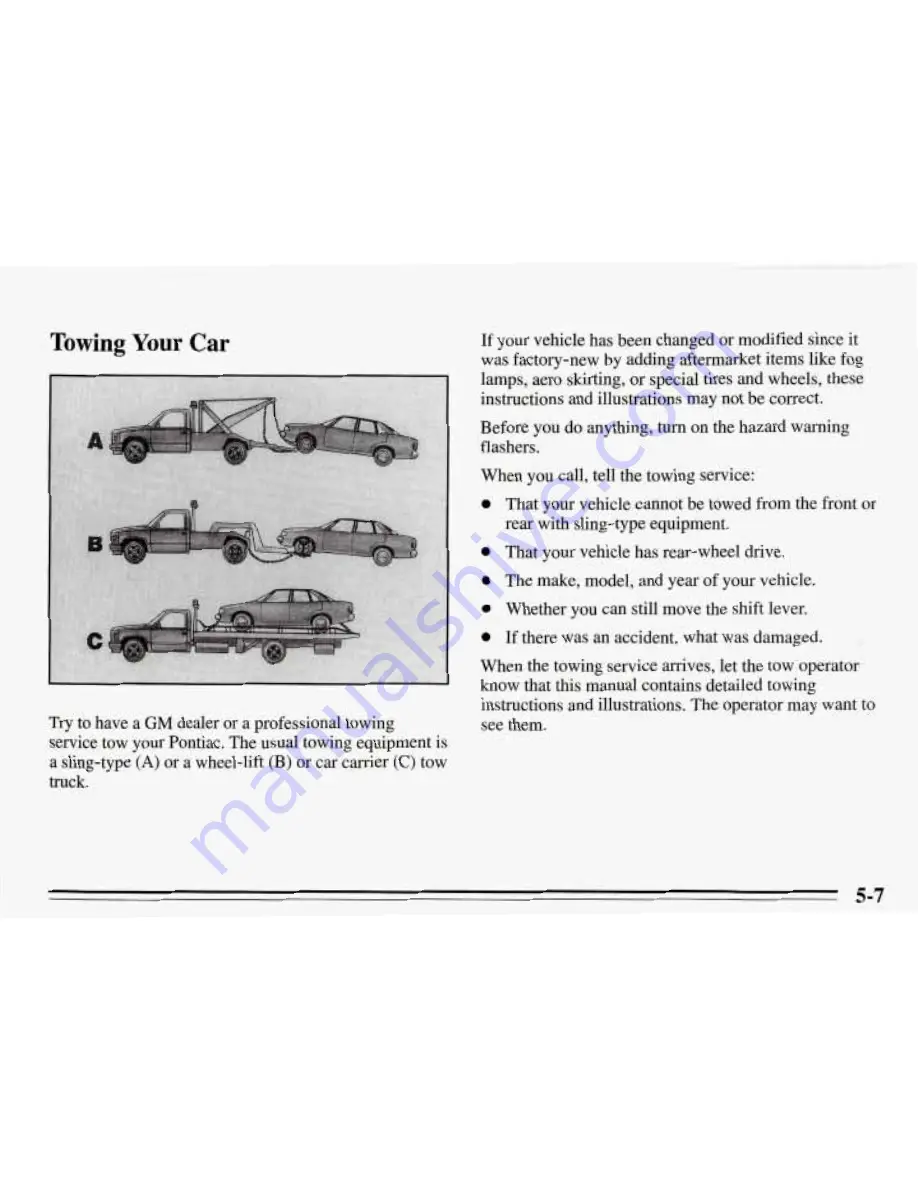 Pontiac 1995 Firebird Owner'S Manual Download Page 196