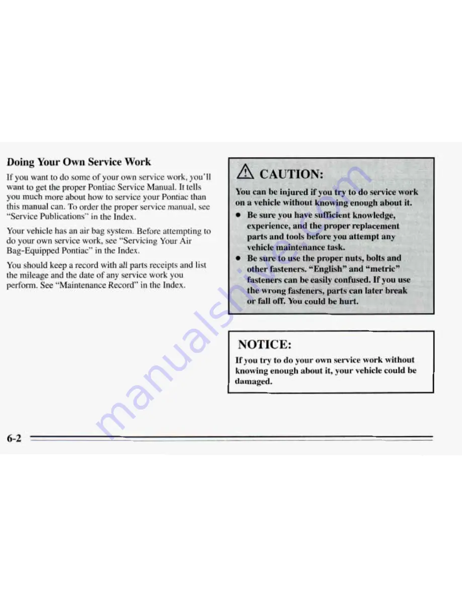 Pontiac 1995 Grand Prix Owner'S Manual Download Page 215