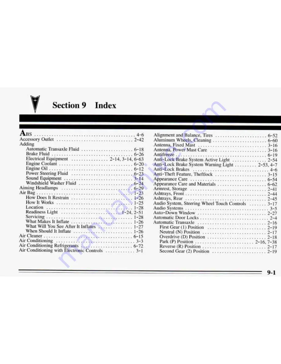 Pontiac 1995 Grand Prix Owner'S Manual Download Page 342