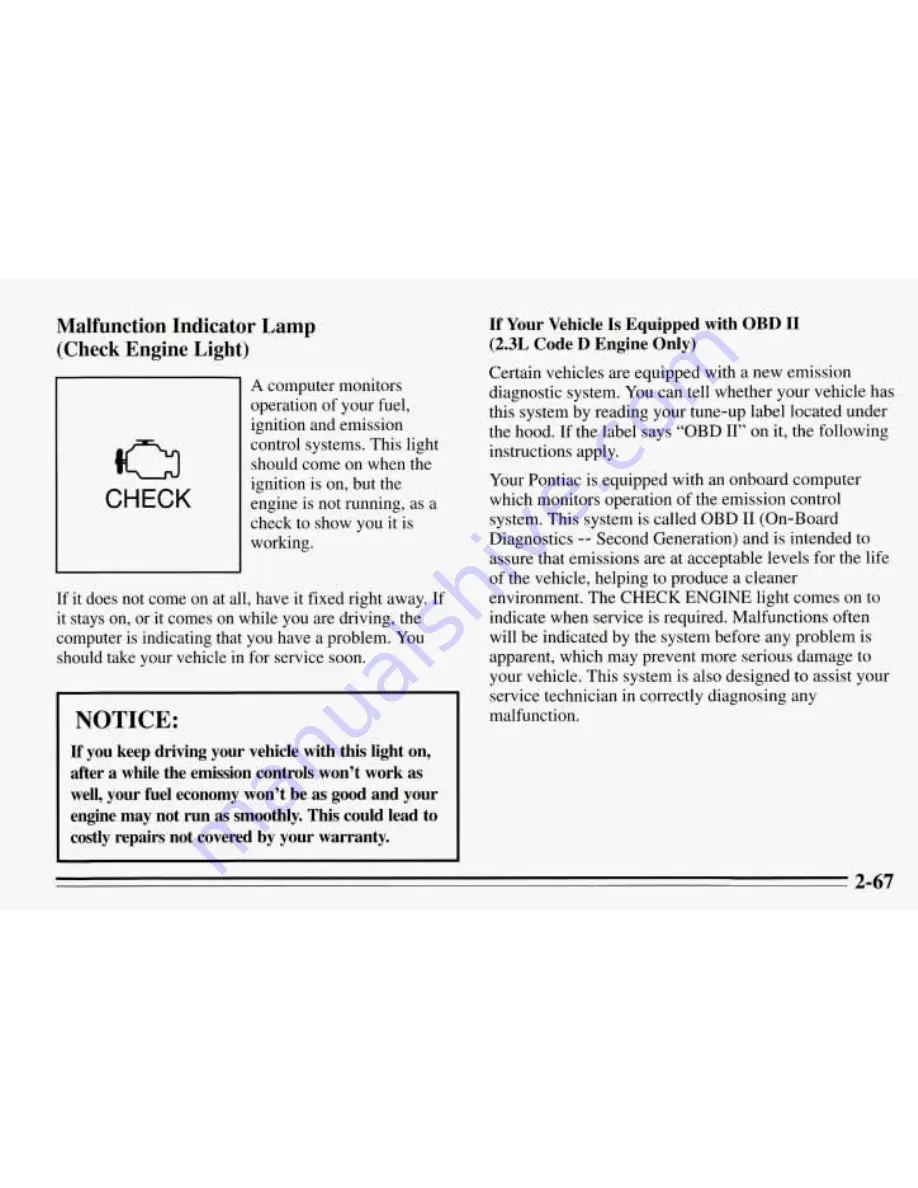 Pontiac 1995 Sunfire Owner'S Manual Download Page 120