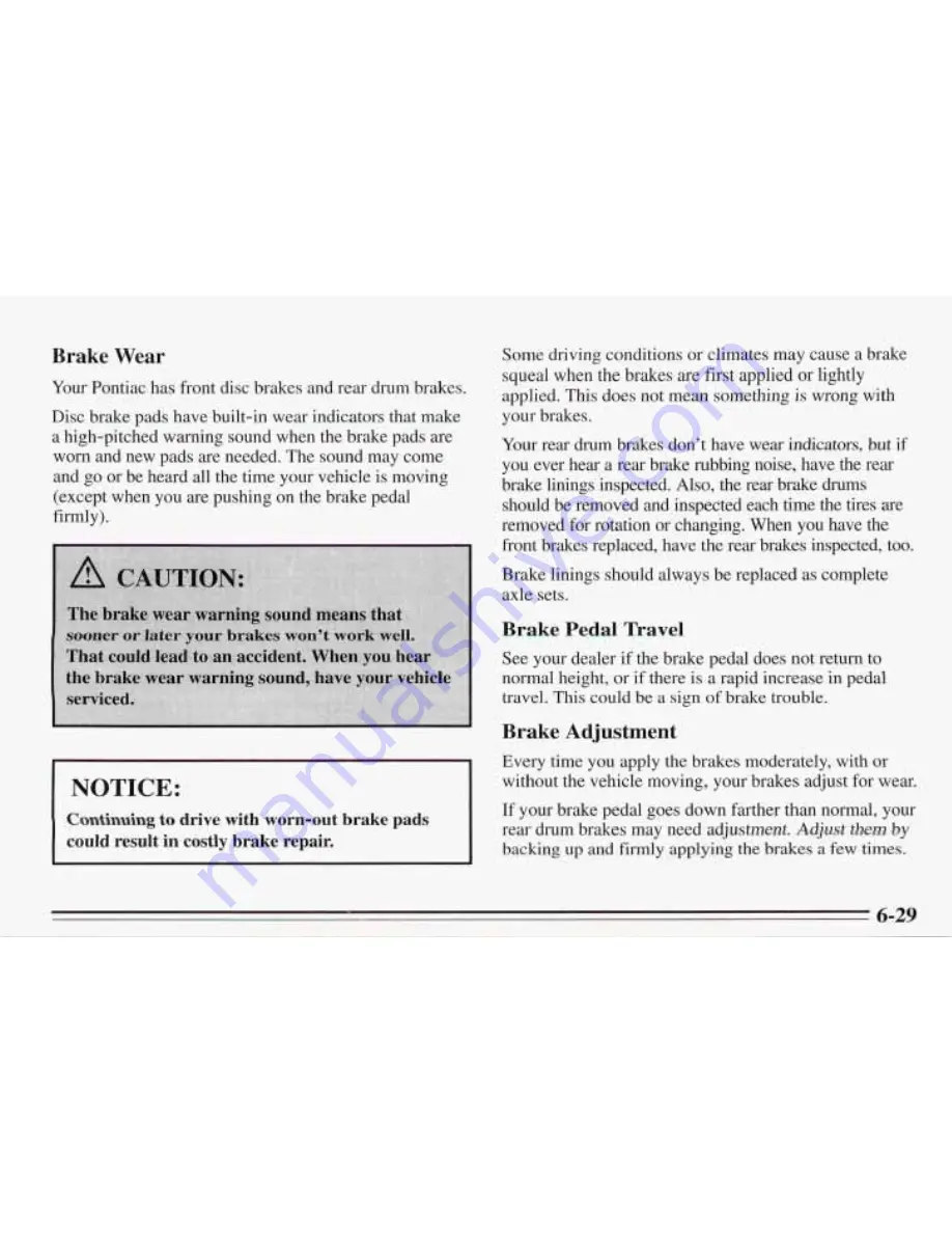 Pontiac 1995 Trans Sport Owner'S Manual Download Page 298