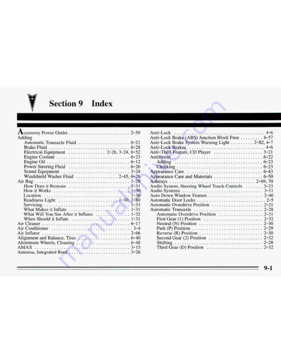 Pontiac 1995 Trans Sport Owner'S Manual Download Page 390