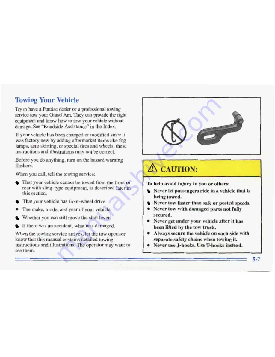 Pontiac 1996 Grand Am Owner'S Manual Download Page 197