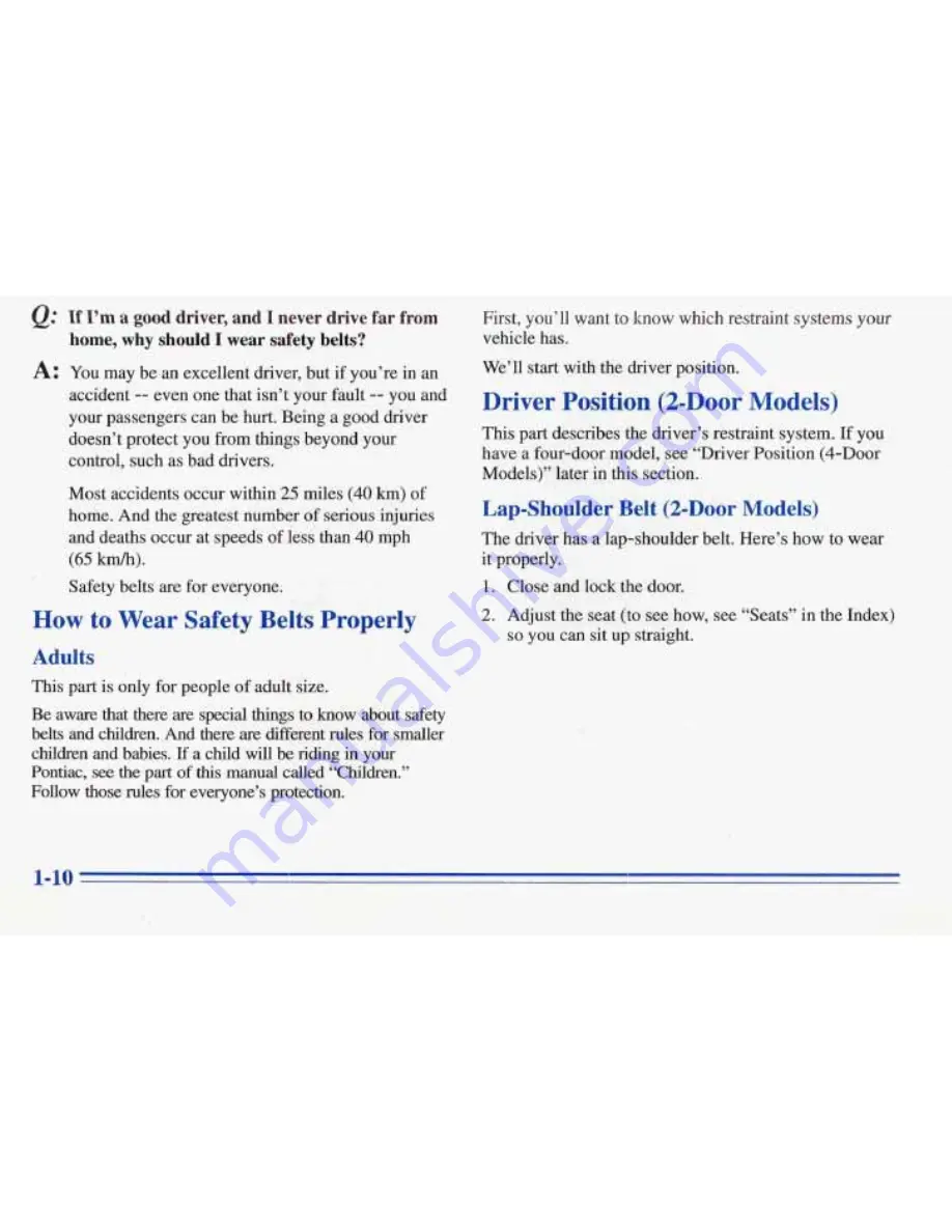 Pontiac 1996 Grand Prix Owner'S Manual Download Page 17