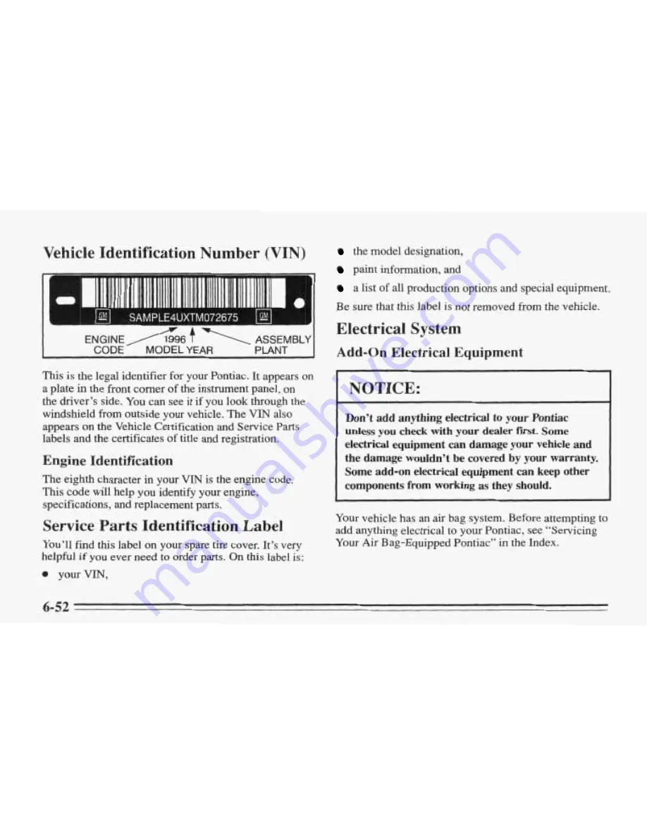 Pontiac 1996 Sunfire Owner'S Manual Download Page 275