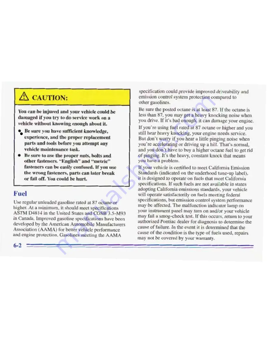 Pontiac 1996 Trans Sport Owner'S Manual Download Page 258