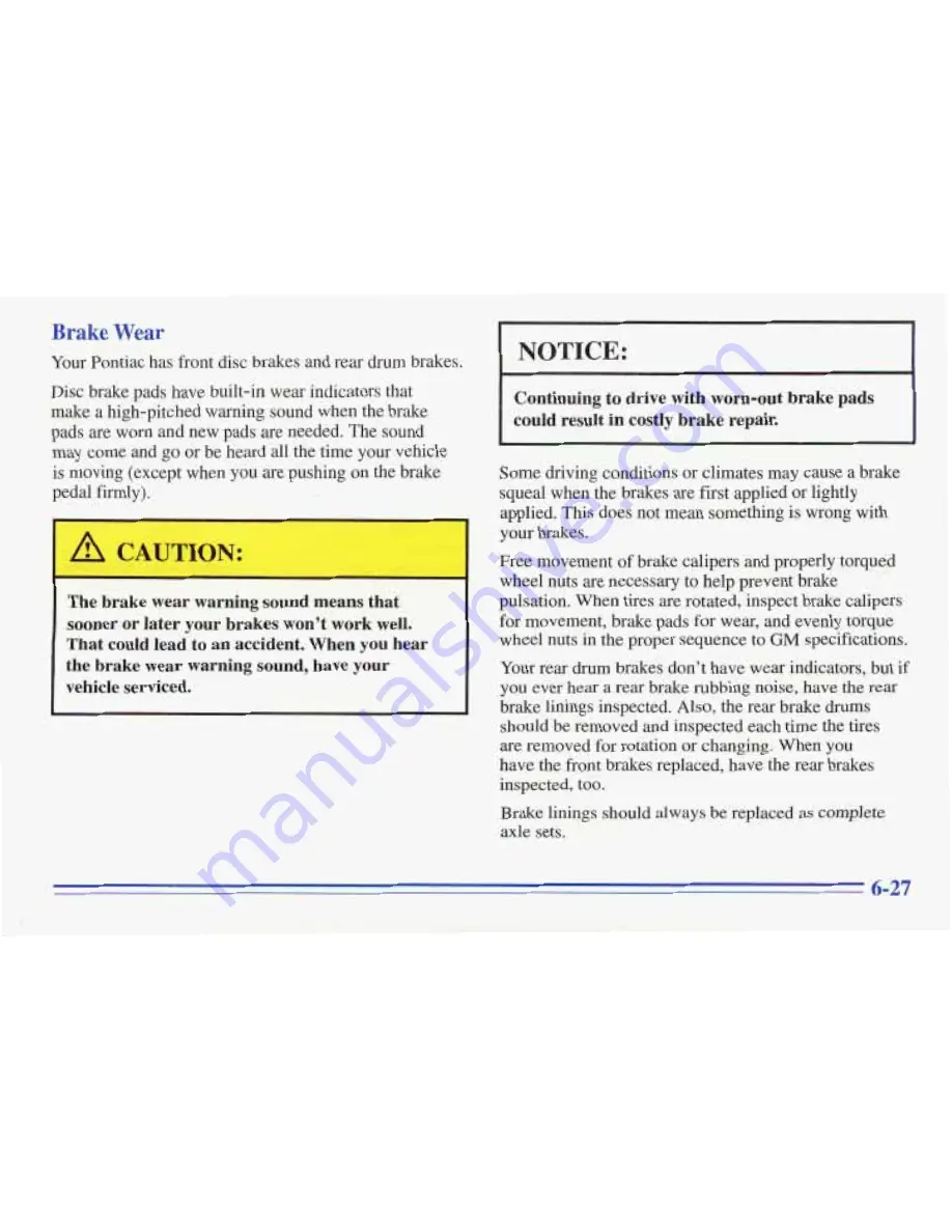 Pontiac 1996 Trans Sport Owner'S Manual Download Page 283