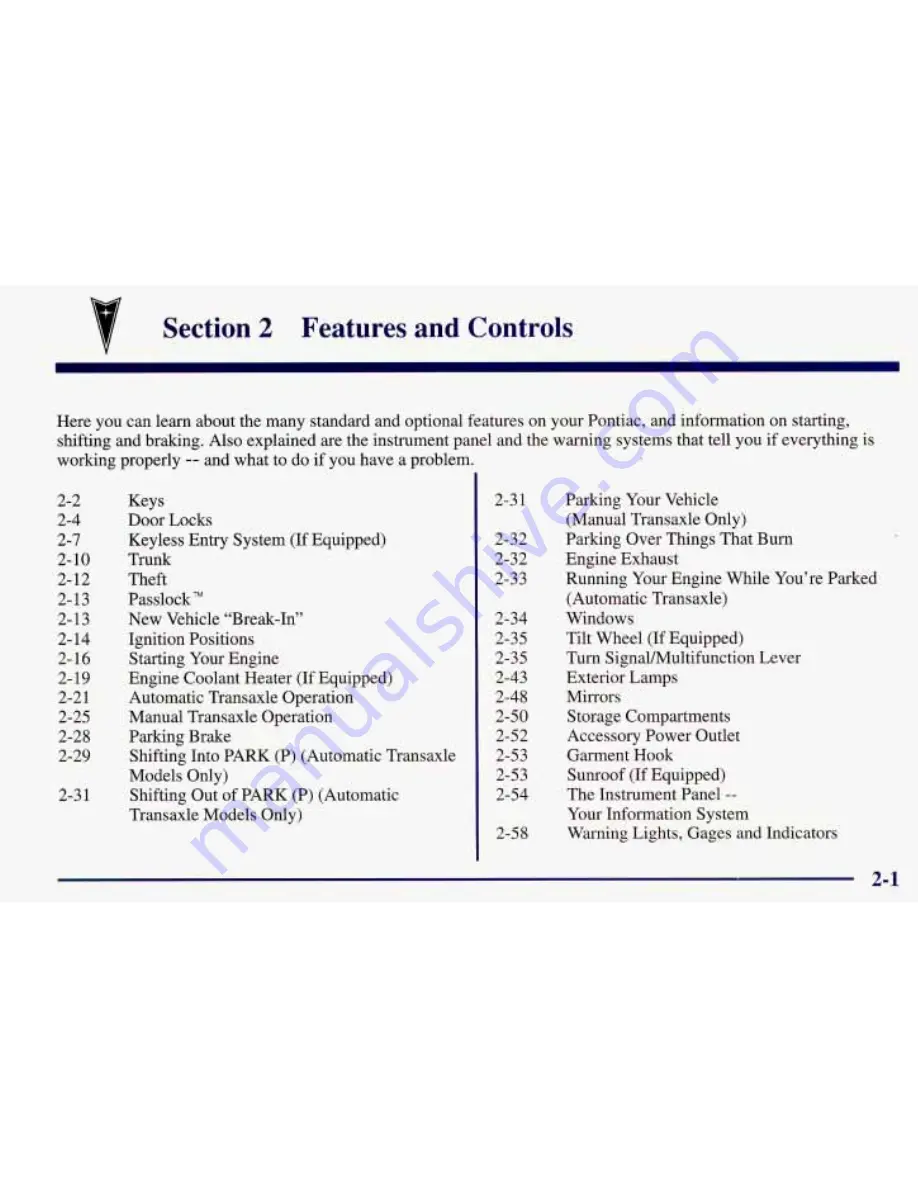 Pontiac 1997 Grand Am Owner'S Manual Download Page 56