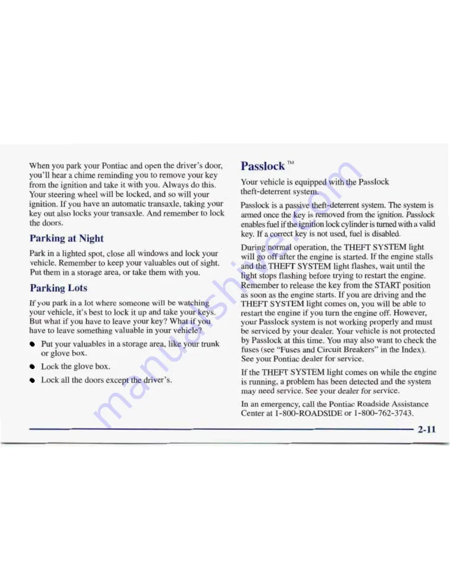 Pontiac 1997 Sunfire Owner'S Manual Download Page 69