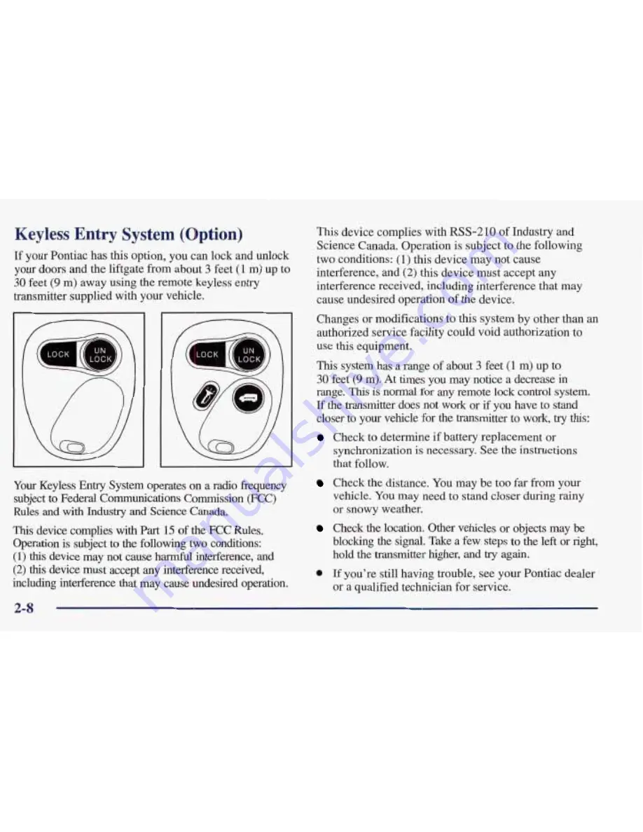 Pontiac 1997 Trans Sport Owner'S Manual Download Page 109