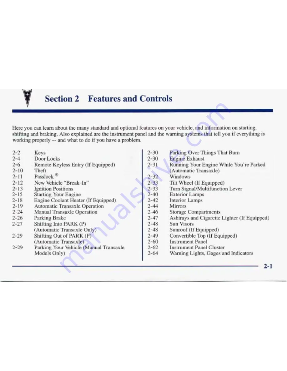 Pontiac 1998 Sunfire Owner'S Manual Download Page 71