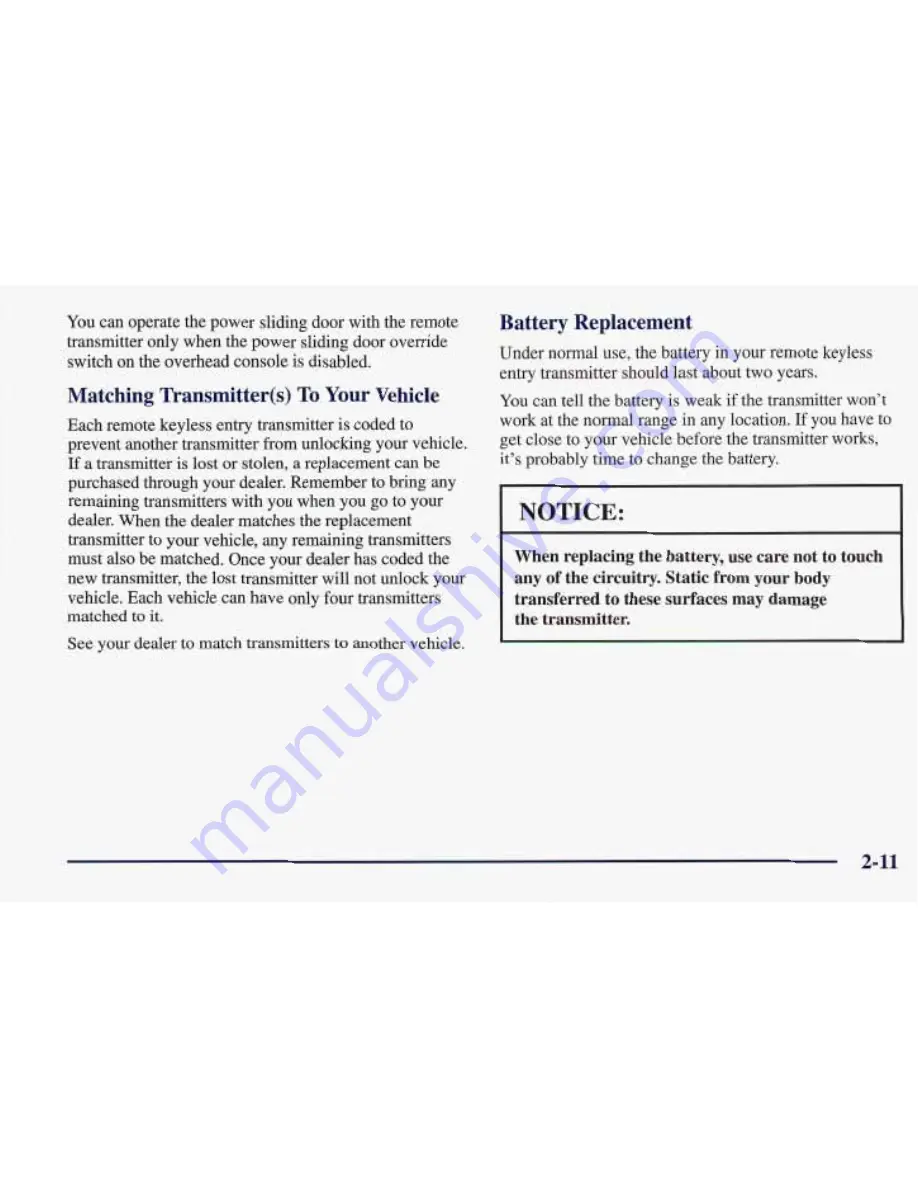 Pontiac 1998 Trans Sport Owner'S Manual Download Page 122