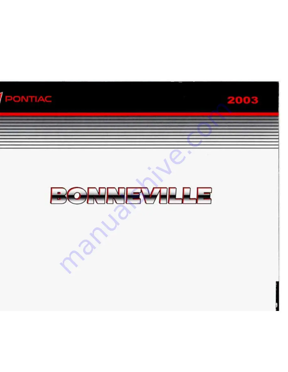 Pontiac 2003 Bonneville Owner'S Manual Download Page 1