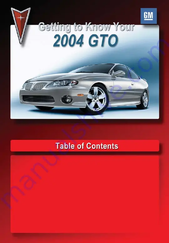 Pontiac 2004 GTO Owner'S Manual Download Page 1