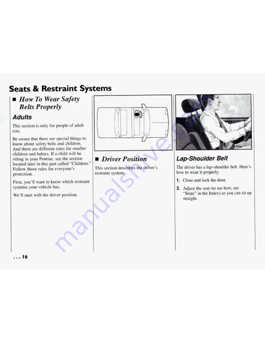 Pontiac BONNEVILLE 1994 Owner'S Manual Download Page 17