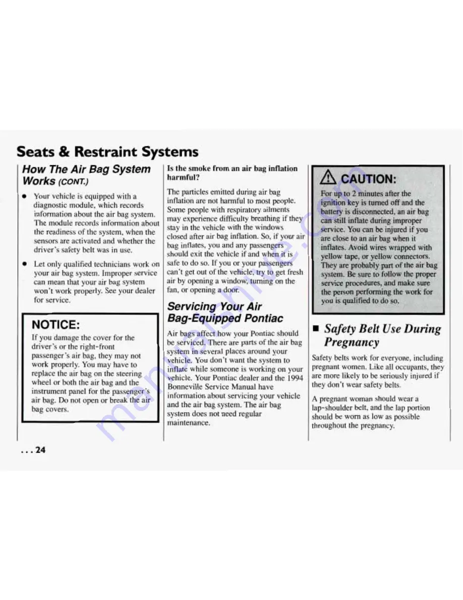 Pontiac BONNEVILLE 1994 Owner'S Manual Download Page 25