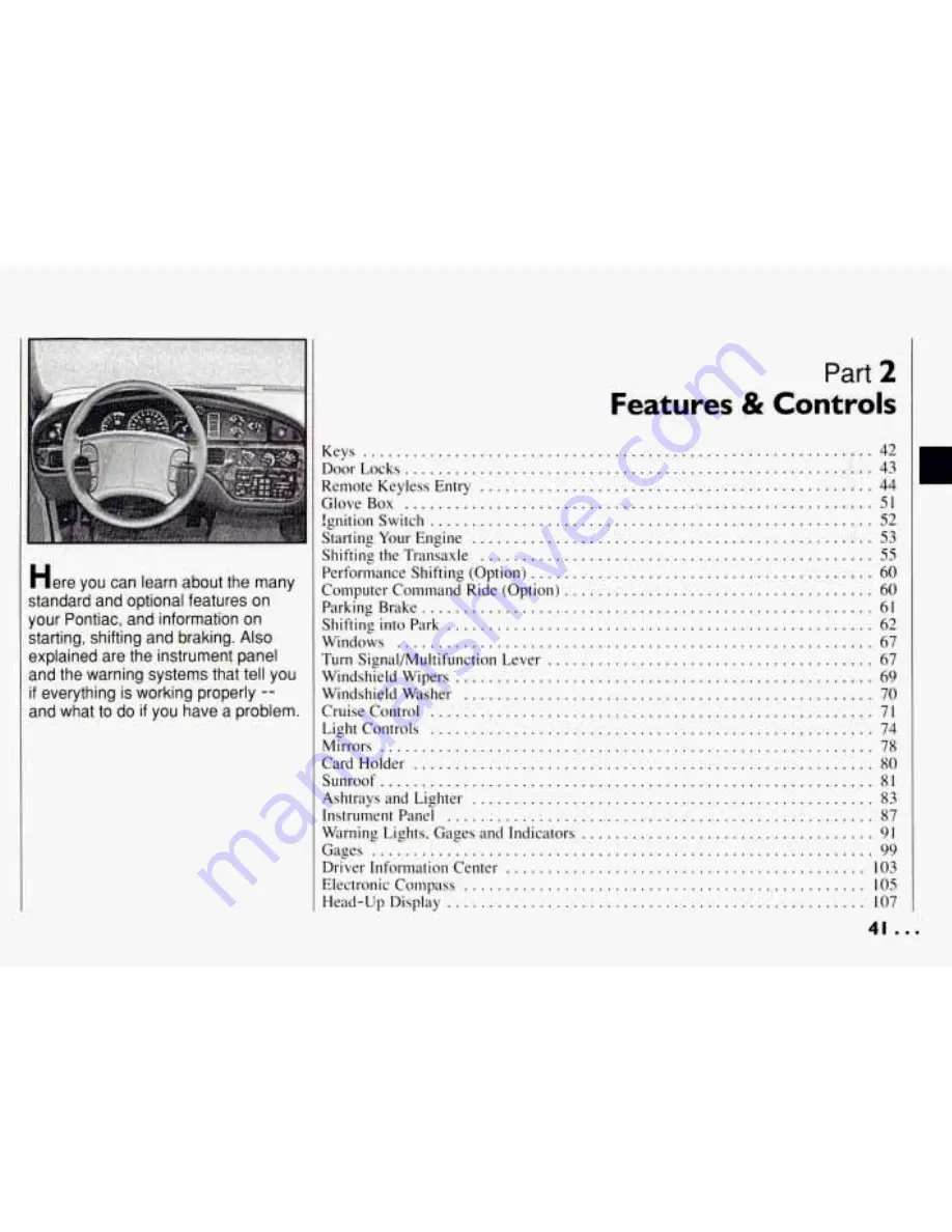 Pontiac BONNEVILLE 1994 Owner'S Manual Download Page 42