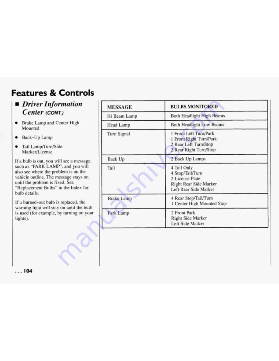 Pontiac BONNEVILLE 1994 Owner'S Manual Download Page 105