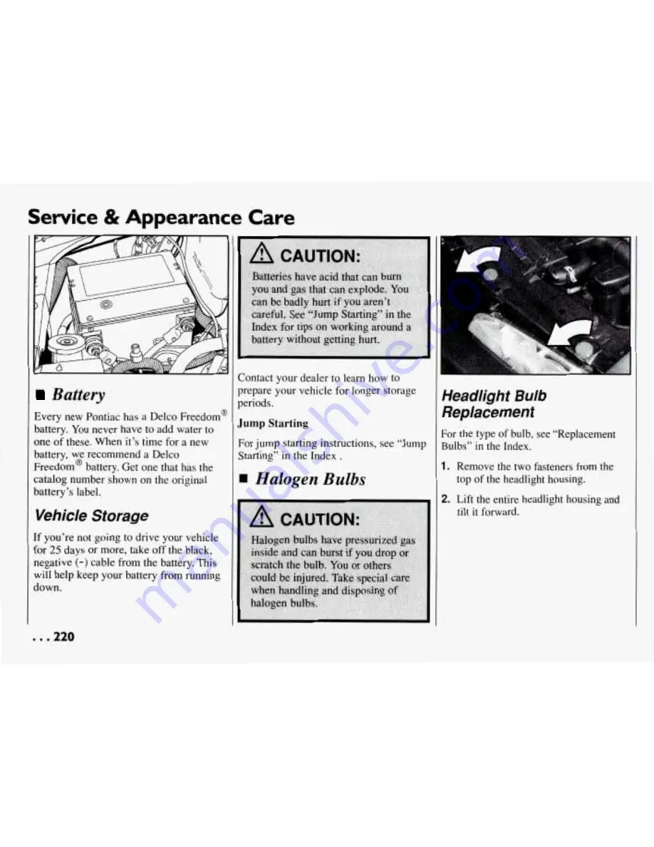 Pontiac BONNEVILLE 1994 Owner'S Manual Download Page 221