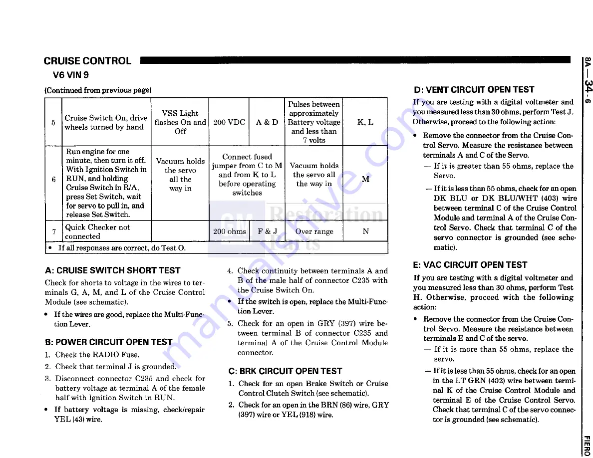 Pontiac Fiero 1988 Service Manual Download Page 1013