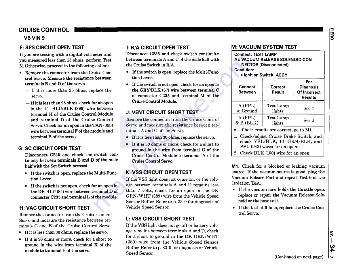 Pontiac Fiero 1988 Service Manual Download Page 1014