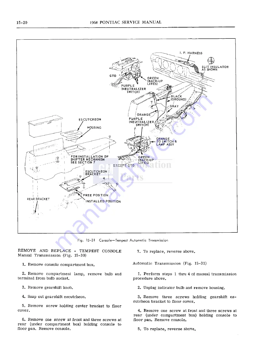 Pontiac firebird 1968 Service Manual Download Page 705