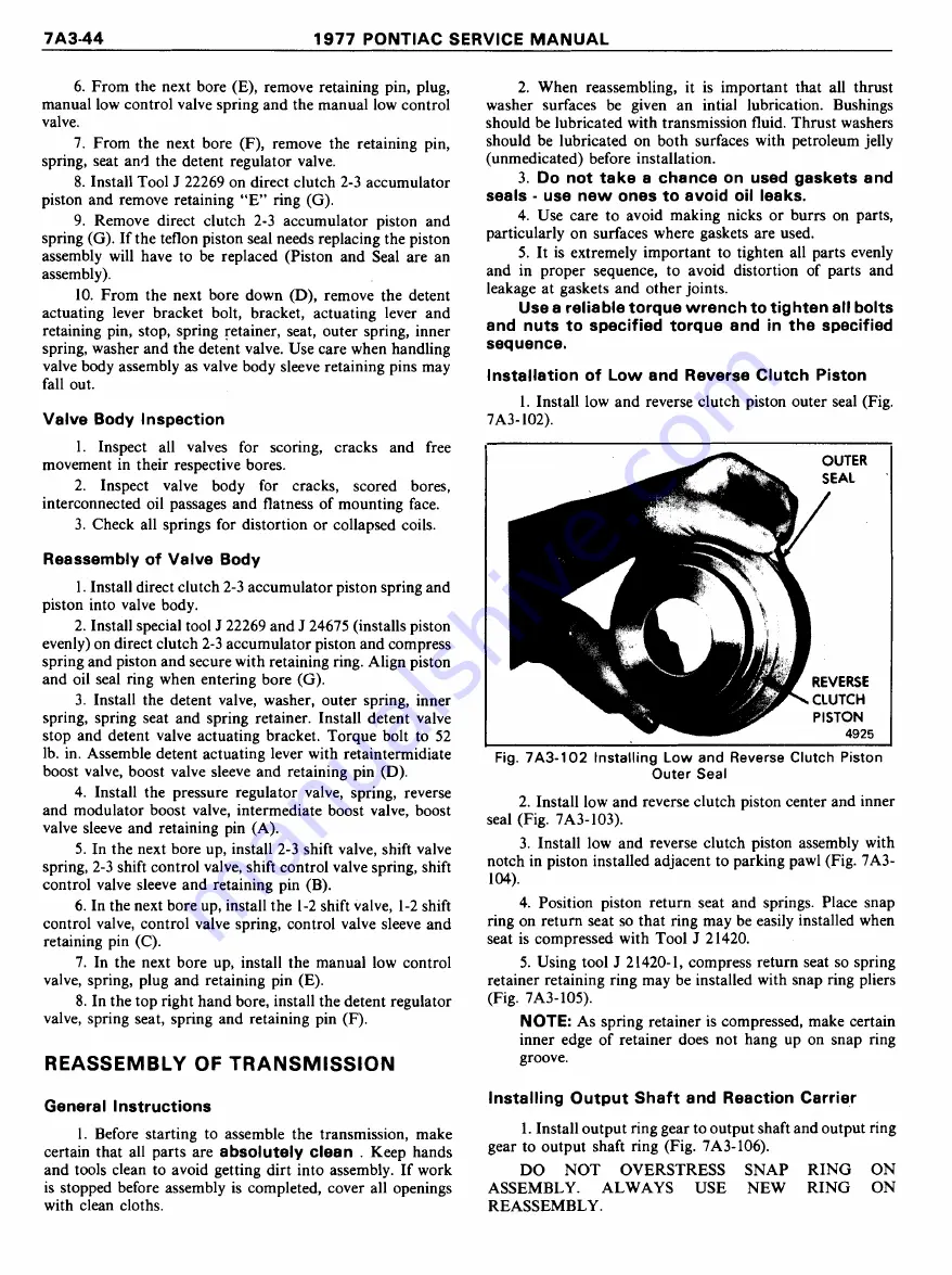 Pontiac Firebird 1977 Service Manual Download Page 1077